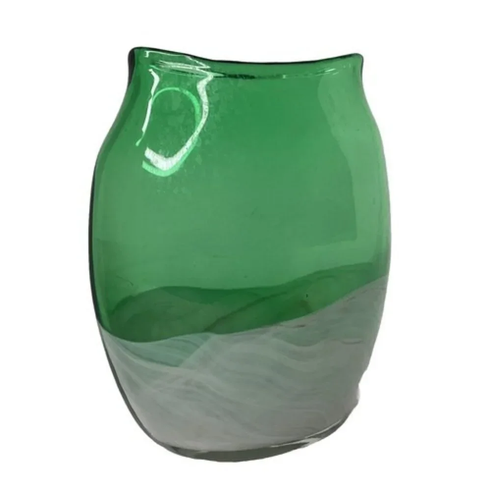 Crate and Barrel IDRA 10” Green Glass Vase Made In Poland Christmas Gift - Picture 2 of 5